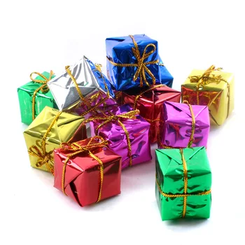 10 шт. Лазерная подарочная упаковка, Украшения для Рождественской елки, Маленькие подарочные коробки, Гобелены, Подвесные сумки, Пенопластовые подарки, Рождественские Декоративные