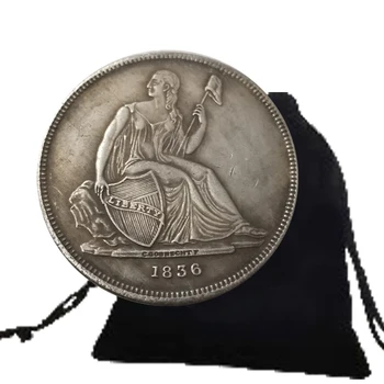 1836 Роскошная однодолларовая монета Liberty Art, карманная пара монет, памятные монеты в долларах Моргана, Счастливая монета памяти + подарочный пакет