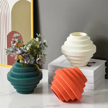 Пластиковая ваза для украшения гостиной, влажные и сухие цветы на обеденном столе, современный бытовой цветочный горшок-контейнер