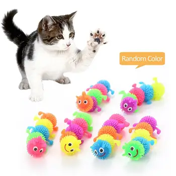 Игрушка для домашних кошек, забавная игрушка для кошек, имитирующая гусеницу, TPR Резиновая гусеница, полностью вентилируемая игрушка