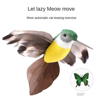 Вращающаяся на 360 ° Электрическая летающая бабочка, Красочный интерактивный кот, Автоматическая тренировка интеллекта колибри, Вращающиеся забавные игрушки