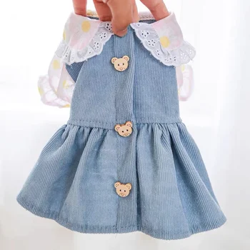 Платье принцессы для домашних животных Летняя весенняя модная юбка Рубашка с милым рисунком кошки Одежда для маленьких собак Кардиган для щенков Пудель Чихуахуа Йорки