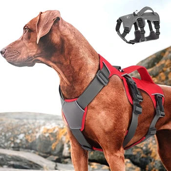 Прочная нейлоновая шлейка для собак среднего размера, Светоотражающий нагрудный жилет для тренировок по безопасности при ходьбе с ручкой, водонепроницаемая шлейка для собак