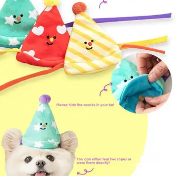 Скрипучие Игрушки Для Собак Собака Регулируемая Чистящая Игрушка Для Обучения Жеванию Милая Звуковая Шляпа На День Рождения Маленькая Большая Собака Скрипучие Интерактивные Игрушки
