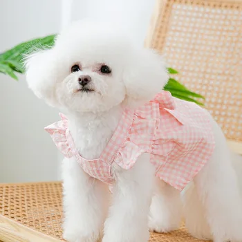 Юбки-платья для домашних собак, милые хлопковые юбки принцессы с принтом для маленьких средних собак, летняя одежда, свадебные платья, товары для домашних животных