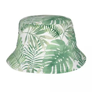 Панама Унисекс Боб-Кепка в стиле хип-Хоп Gorros с рисунком зеленых листьев, Панама, Пляжная Шляпа для рыбалки от Солнца