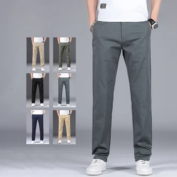 2023 Новые мужские повседневные брюки Летние Тонкие Дышащие Удобные Эластичные Модные Деловые Повседневные Брендовые Мужские брюки