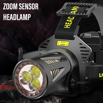 Налобный фонарь XHP360 высокой мощности для рыбалки, перезаряжаемый фонарь для кемпинга, пеших прогулок, светодиодные фонари Можно использовать в качестве источника питания