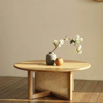 Журнальный столик для отеля из ротанга Круглый минималистичный туалетный столик для офиса, журнальный столик для ноутбука, детская низкая маленькая кушетка, декор комнаты