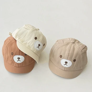 Милая детская шапочка с ушками Мультяшный Мишка, бейсболка для маленьких девочек и мальчиков, Летние Повседневные Регулируемые детские кепки с короткими полями