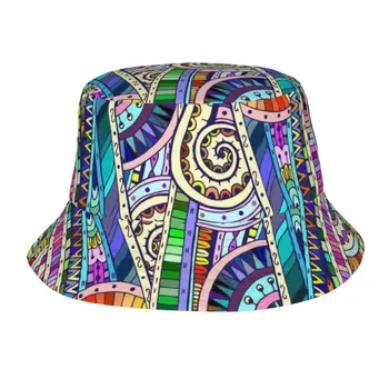 2023 Мужчины Женщины Летняя Племенная Этническая Геометрическая панама Боб Рыбацкая шляпа Для путешествий на открытом воздухе Солнцезащитный козырек Модная Панама