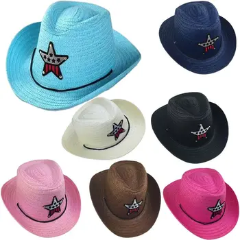 Детские шляпы Шляпа с пентаграммой, шляпа рыбака, детская джазовая шляпа, панама Для мальчиков и девочек, Летняя дышащая ковбойская шляпа, соломенная кепка от солнца