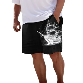 Мужские шорты больших размеров с карманами, модные летние пляжные шорты с цифровым 3D принтом, свободная посадка на шнурке, свободные шорты для работы на открытом воздухе