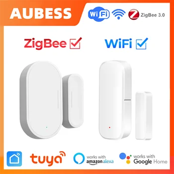 Aubess Tuya WiFi Zigbee Умный Дверной датчик Умный Дом Детекторы Открытия/Закрытия Дверного Окна Работают с приложением Google Home Alexa SmartLife