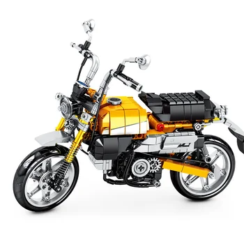 Мотоциклы, строительные конструкции для мальчиков, детей, девочек, взрослых, Мальчик собирает Маленькие желтые гранулы, кубики, Детские игрушки 6-10 лет