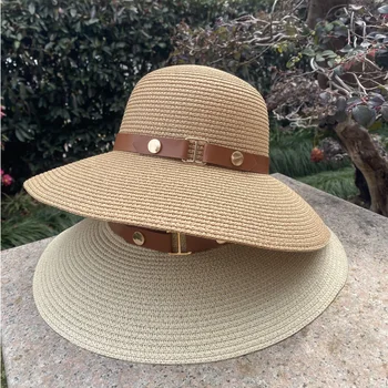 2023 Новая женская соломенная шляпа, Горячая распродажа, Летняя пляжная шляпа для путешествий, Солнцезащитная шляпа, защищенная от ультрафиолета, широкополая панама