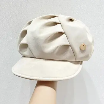 2023 Хлопчатобумажные военные шляпы Плиссированный дизайн Ретро Женская Плоская восьмиугольная кепка газетчика для мужчин и женщин Для осенних путешествий на свежем воздухе