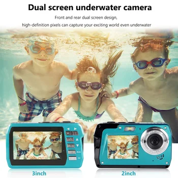 56-Мегапиксельная водонепроницаемая камера IPS с двойным экраном 4K 30 кадров в секунду Подводные камеры с защитой от встряхивания, распознавание лиц для игр родителей и детей при плавании