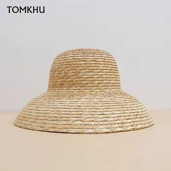 Новые летние Французские Элегантные соломенные шляпы с большими полями Для женщин, модная шляпа из натуральной соломы, Праздничные пляжные шляпы от солнца, Винтажная свадебная мода