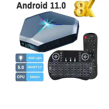Transpeed Android11 Amlogic S905X4 TV BOX A95X F4 RGB Light TV Box Двойной Wifi 8K 4K 3D BT5.0 Медиаплеер телеприставка