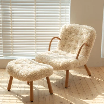 Современные деревянные стулья для гостиной, Итальянская минималистичная мебель для гостиной, Ленивый диван, Креативное плюшевое кресло для отдыха на балконе
