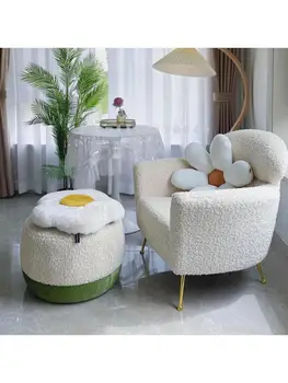 Скандинавский бархат ягненка односпальный диван кресло гостиная балкон ленивый стул для отдыха спальня креативная спинка кресла чистый красный стиль