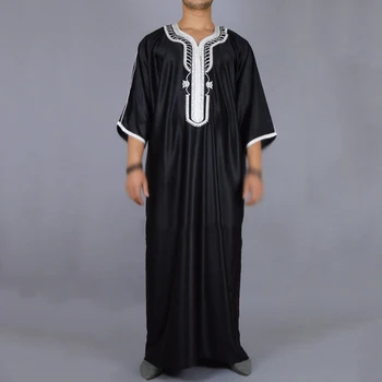 1 шт. Мужская свободная повседневная мусульманская вышивка, длинная блузка, платье, Джубба Тобес, повседневная одежда, исламская одежда, подарок для мальчика