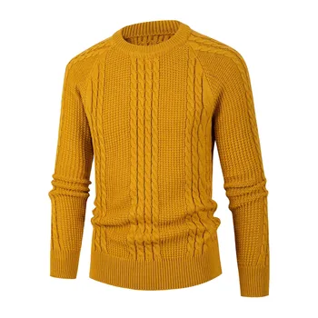 2023 Осень Зима Новый мужской модный вязаный повседневный приталенный свитер Мужской плюс бархатный толстый теплый свитер большого размера Pull Homme