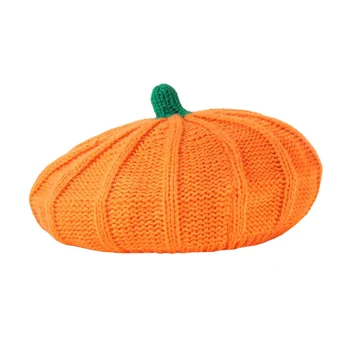 Осенне-зимняя Вязаная шапка для родителей и детей с Милой Тыквой на Хэллоуин, теплый Детский Сладкий Оранжевый берет