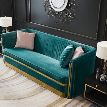 Американский современный роскошный диван, Скандинавский простой металлический диван высокого класса, гостиная, тканевый диван для трех человек, для двоих