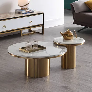 Журнальные столики для гостиной европейского дизайна, креативные металлические приставные столики для мебели для гостиной, круглый чайный столик для маленькой квартиры