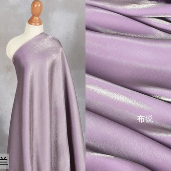Фиолетовая Глянцевая Ткань Для Рубашек Lucite Illusion Из Атласа С Яркими Кристаллами Mermaid Ji Laser Hanfu Золотые и Серебряные Шелковые Ткани