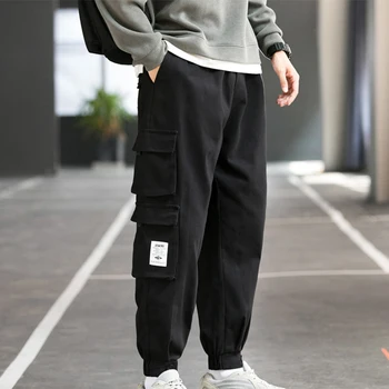 Рабочие брюки для мужчин осенью и зимой 2023 года, новые японские повседневные брюки, трендовые леггинсы свободного кроя с несколькими карманами
