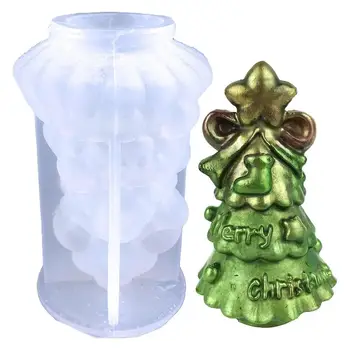 Рождественская силиконовая форма 3D Рождественская Елка, С Рождеством Христовым, Форма для изготовления свечей ручной работы для мини-настольной свечи для ароматерапии 