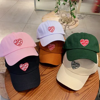 Солнцезащитная шляпа Весна Лето Женщины Мужчины Корейская бейсболка с вышивкой Love, Простые буквы, Универсальная Мягкая кепка