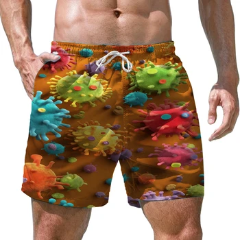 Летние мужские повседневные Свободные пляжные брюки, яркие трендовые плавки Nan, Гавайские пляжные брюки для серфинга, Модные удобные шорты