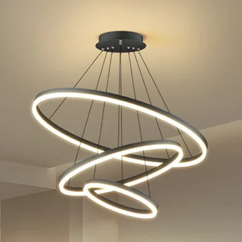 Простая современная светодиодная подвесная люстра Потолочный подвесной светильник Высокой яркости Декоративный Орнамент для гостиной Столовой Спальни