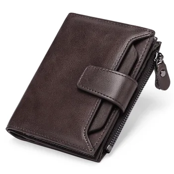 Мужской короткий кошелек из натуральной кожи с воловьей подкладкой Модный повседневный зажим для денег RFID Кожаный кошелек
