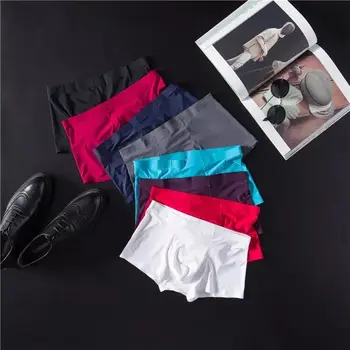 Мужское нижнее белье Ice Silk, бесследные сексуальные брюки с плоскими углами, модные спортивные облегающие молодежные брюки One Piece Four Corners