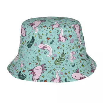 Широкополая шляпа аксолотля, женская мужская унисекс, модная летняя рыбацкая кепка с изображением амфибии Relaxolotl Relax