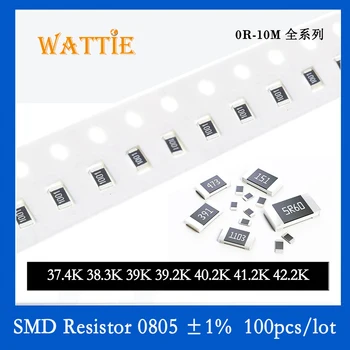 SMD резистор 0805 1% 37.4K 38.3K 39K 39.2K 40.2K 41.2K 42.2K 100 шт./лот микросхемные резисторы 1/8 Вт 2.0 мм * 1.2 мм