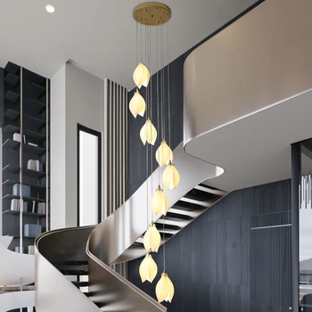 Потолочные люстры Nordic LED для лестниц, для спальни, прикроватной тумбочки, Гостиной, Кухни, Подвесной светильник для виллы на лестничной клетке