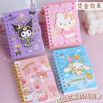 24шт Sanrio Kuromi Melody Cinnamoroll Hello Kitty Книга на катушке Мультяшный Блокнот Портативный Карманный Блокнот Канцелярские Принадлежности Оптом