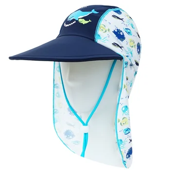 Детские шапочки для плавания с героями мультфильмов для детей от 3 до 15 лет, Быстросохнущие пляжные шапочки с широкими полями UPF50 +, солнцезащитные кепки для улицы