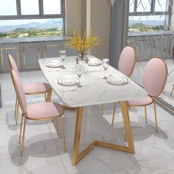 Дизайнерские современные обеденные стулья с позолоченными металлическими ножками, кресло для отдыха с милыми розовыми подлокотниками, Удобная мебель Sillas